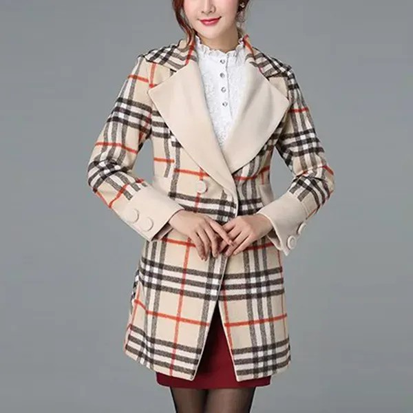 Women's Plaid Winter Long Coat