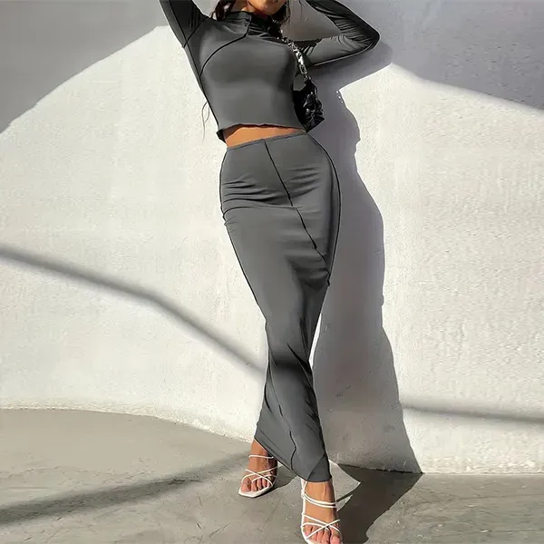 Elegant Long Sleeve Bodycon Dress Set