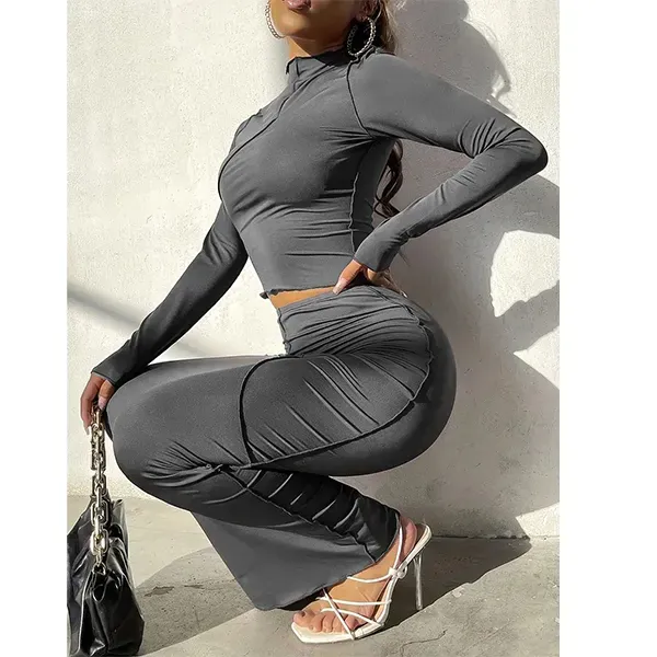 Elegant Long Sleeve Bodycon Dress Set