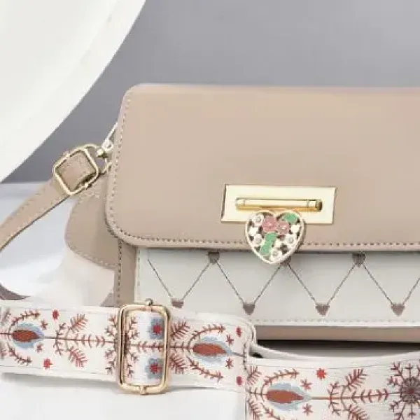 Ladies Bag With Heart Lock And Two Straps