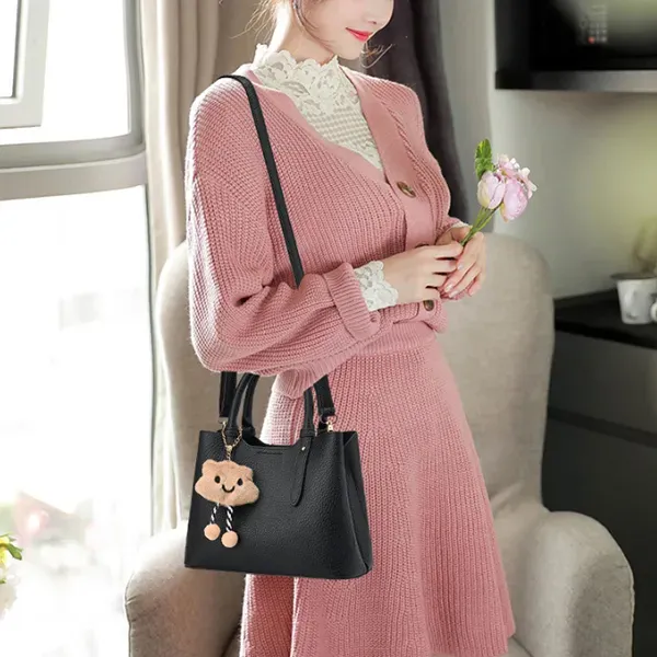 Chic Textured Handbag with Cloud Charm | Crossbody Bag