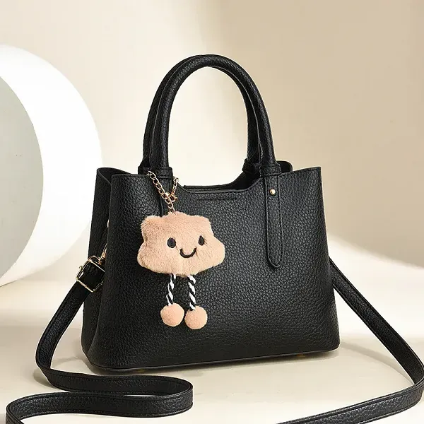 Chic Textured Handbag with Cloud Charm | Crossbody Bag