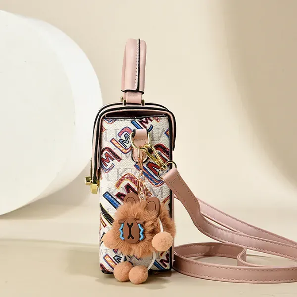 Cute Mini Bag with Letters and Bear Charm