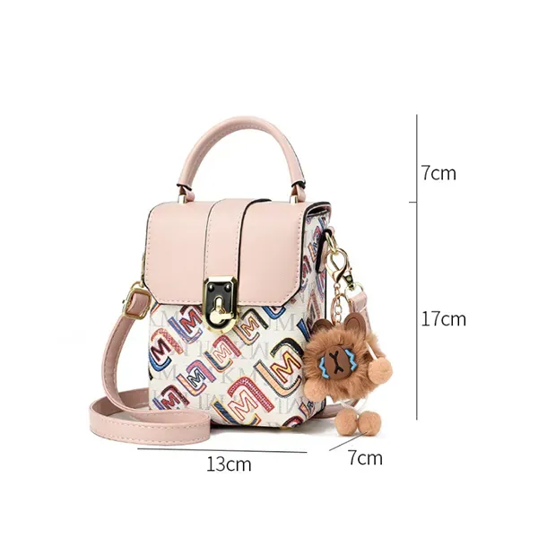 Cute Mini Bag with Letters and Bear Charm
