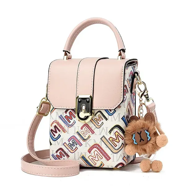 Cute Mini Bag with Letters and Bear Charm