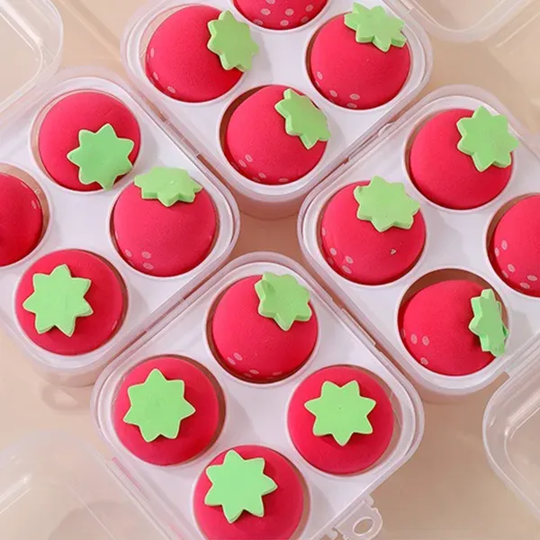 4Pcs Soft Strawberry Makeup Sponge Set
