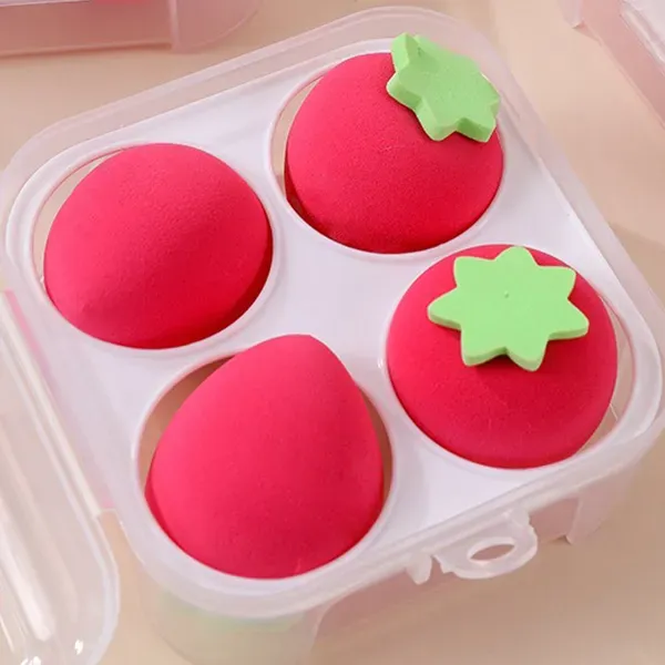 4Pcs Soft Strawberry Makeup Sponge Set