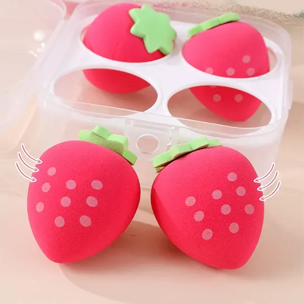 4Pcs Soft Strawberry Makeup Sponge Set
