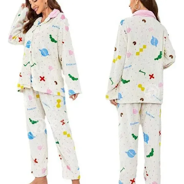 Colorful Patterned Two-Piece Pajama Set