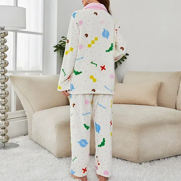 Colorful Patterned Two-Piece Pajama Set