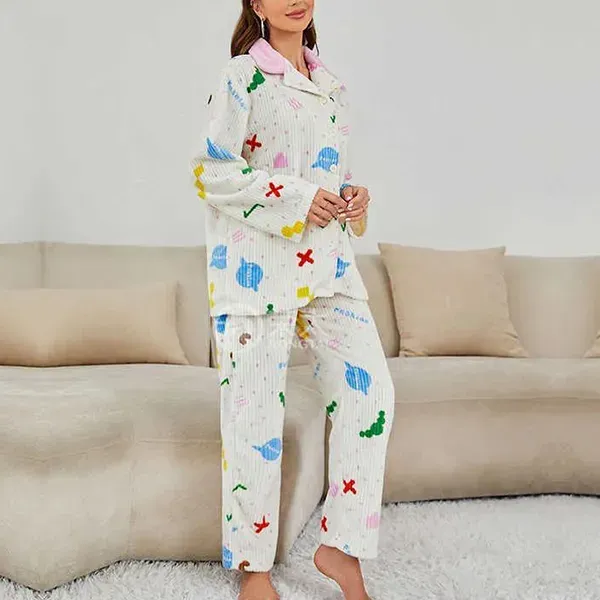 Colorful Patterned Two-Piece Pajama Set