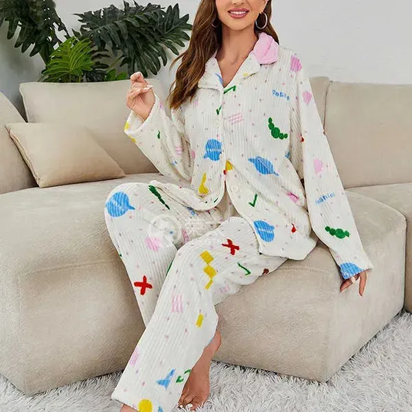 Colorful Patterned Two-Piece Pajama Set