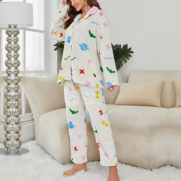 Colorful Patterned Two-Piece Pajama Set