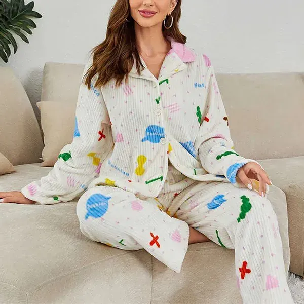 Colorful Patterned Two-Piece Pajama Set