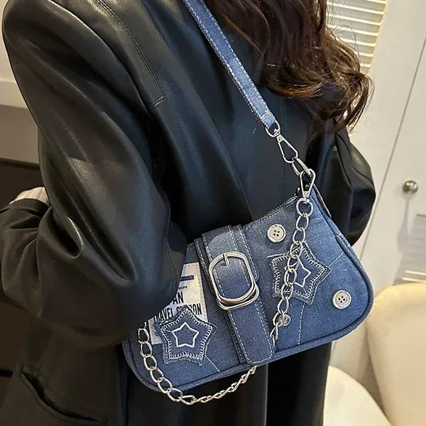 Thumbnail of Trendy Denim Shoulder Bag with Stars