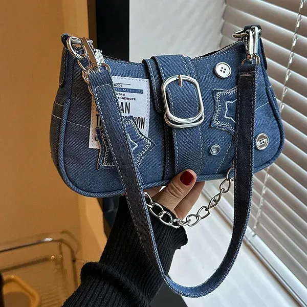 Thumbnail of Trendy Denim Shoulder Bag with Stars