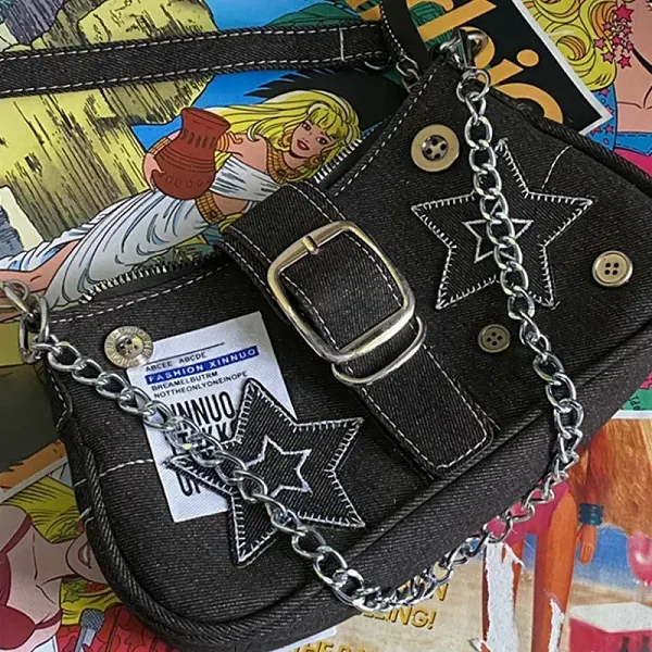 Thumbnail of Trendy Denim Shoulder Bag with Stars