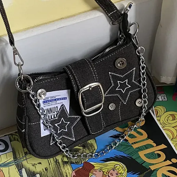 Thumbnail of Trendy Denim Shoulder Bag with Stars