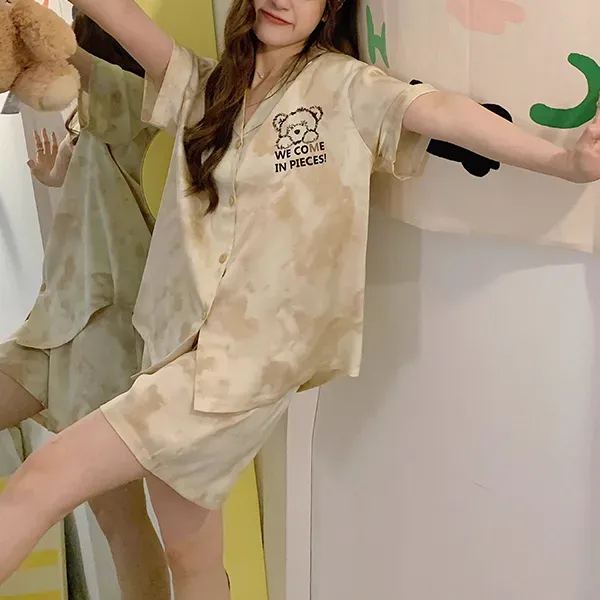 Women's Cozy Bear Print Pajama Set