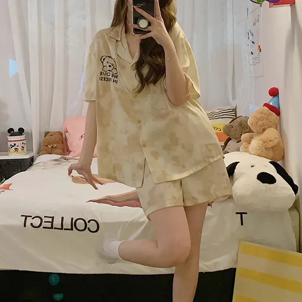 Women's Cozy Bear Print Pajama Set