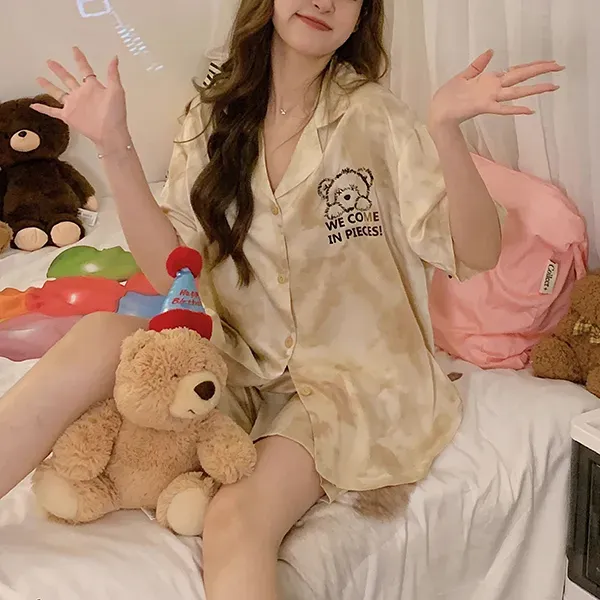 Women's Cozy Bear Print Pajama Set