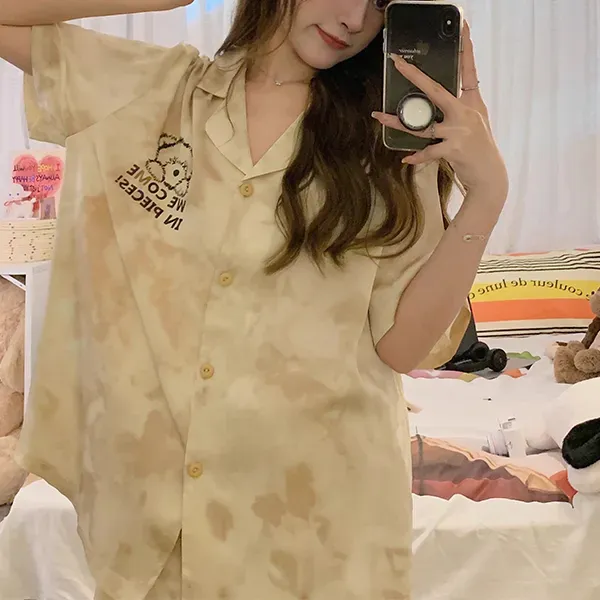 Women's Cozy Bear Print Pajama Set