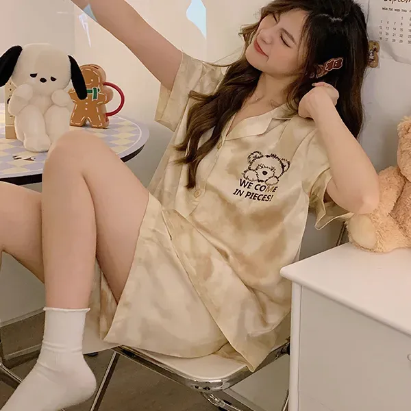 Women's Cozy Bear Print Pajama Set