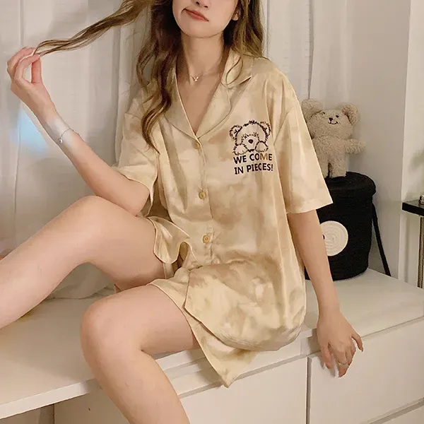 Women's Cozy Bear Print Pajama Set