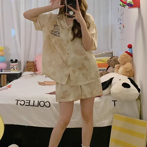 Women's Cozy Bear Print Pajama Set