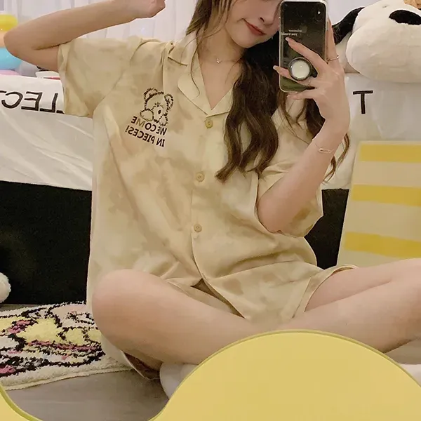 Women's Cozy Bear Print Pajama Set