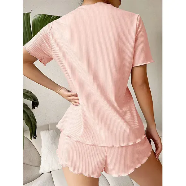 Women's Bow Short Sleeve Pajama Set