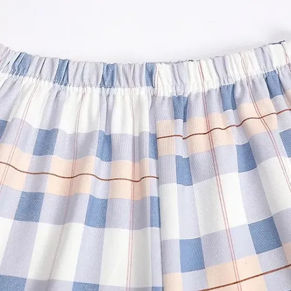 Casual T-Shirt and Plaid Shorts Pajama Set