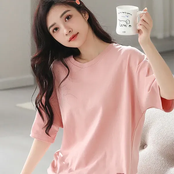 Casual T-Shirt and Plaid Shorts Pajama Set