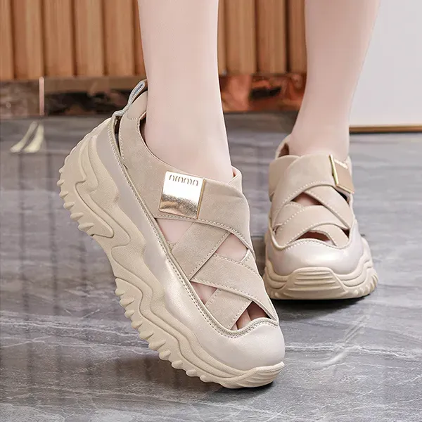 Chunky Cutout Sneaker Sandals - Trendy Platform Shoes