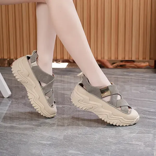 Chunky Cutout Sneaker Sandals - Trendy Platform Shoes