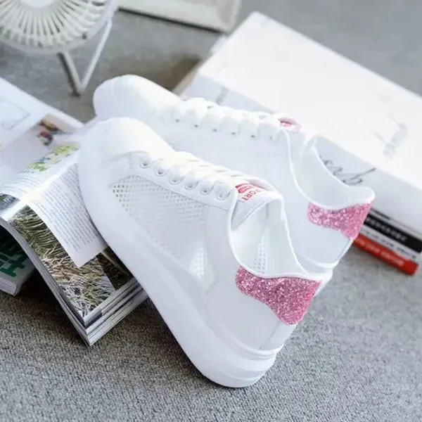 Breathable Mesh Panel Platform Sneakers