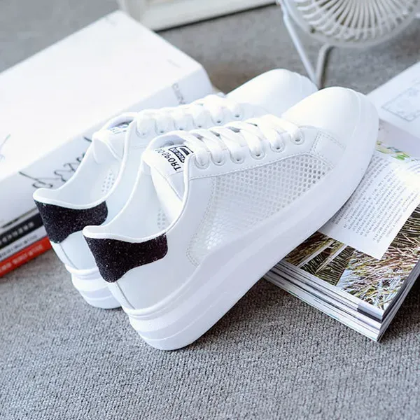 Breathable Mesh Panel Platform Sneakers