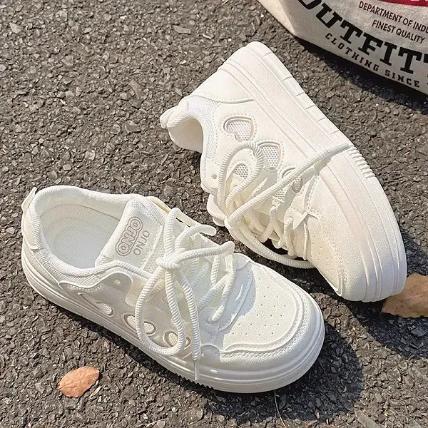 Casual Platform Sneakers with Heart Cutouts