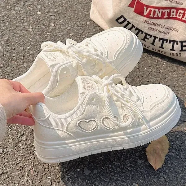 Casual Platform Sneakers with Heart Cutouts