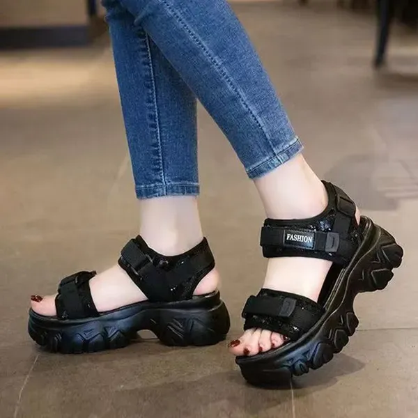 Lightweight Velcro Strap Platform Sandals