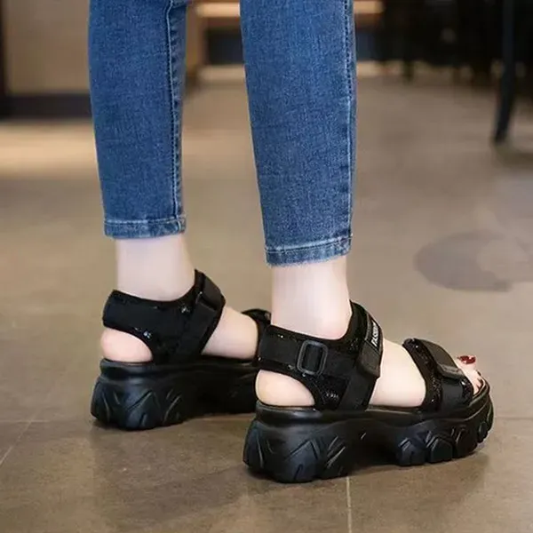 Lightweight Velcro Strap Platform Sandals