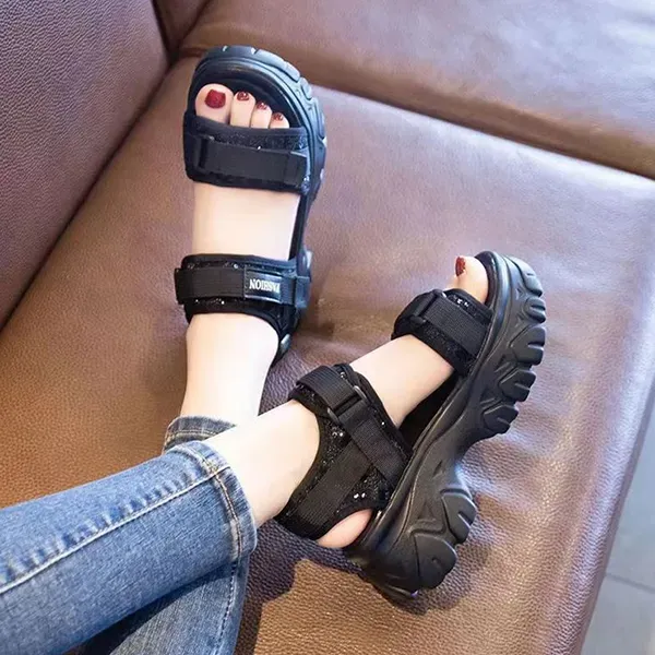 Lightweight Velcro Strap Platform Sandals