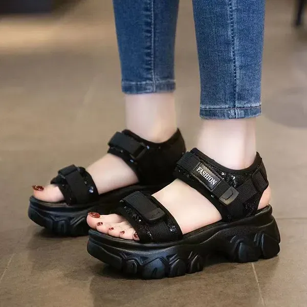 Lightweight Velcro Strap Platform Sandals