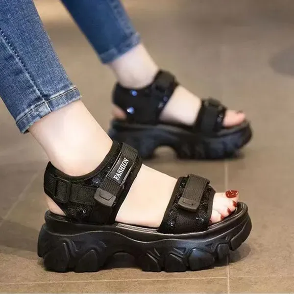 Lightweight Velcro Strap Platform Sandals