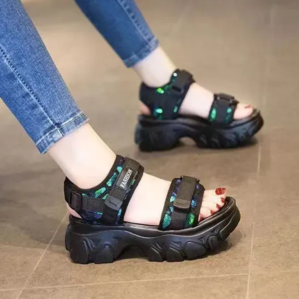 Lightweight Velcro Strap Platform Sandals