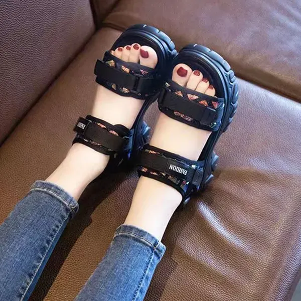 Lightweight Velcro Strap Platform Sandals