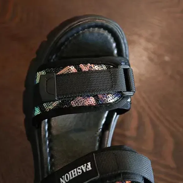 Lightweight Velcro Strap Platform Sandals