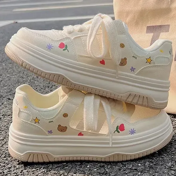 Cute Doodle Print Platform Sneakers for Women