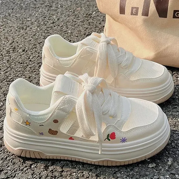 Cute Doodle Print Platform Sneakers for Women