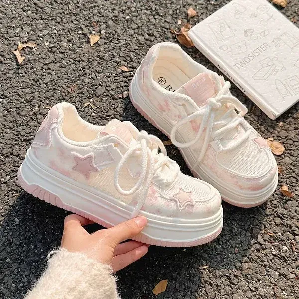 Dreamy Pink Cloud and Star Platform Sneakers